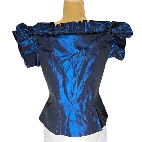 Vintage Iridescent Blue Corset-Style Off-Shoulder Top  - Small - Picture 6 of 16